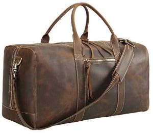 Polare Men's Full Grain Leather Overnight Travel Weekender Bag